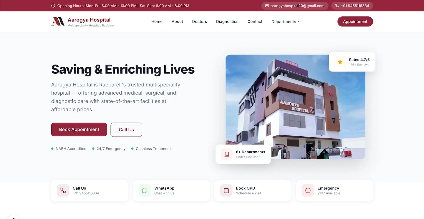 Screenshot of Aarogya Hospital