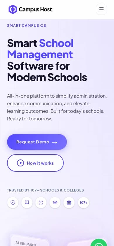 Campus Host marketing site on a phone